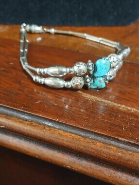 Silver Bracelet with Turquoise Beads - Women Jewelry